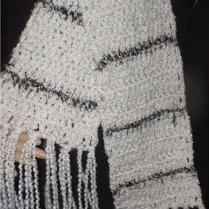 White and Black Scarf  Stunning Soft and Thick Neck Warmer